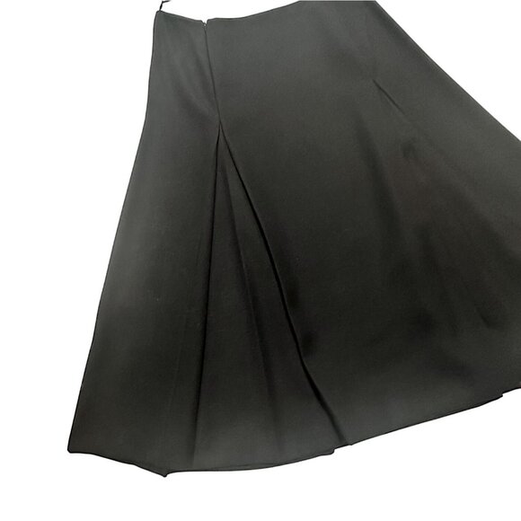 PRADA Black Wool A-Line Double Pleated Midi Skirt IT 46 Made in Italy - Picture 15 of 16